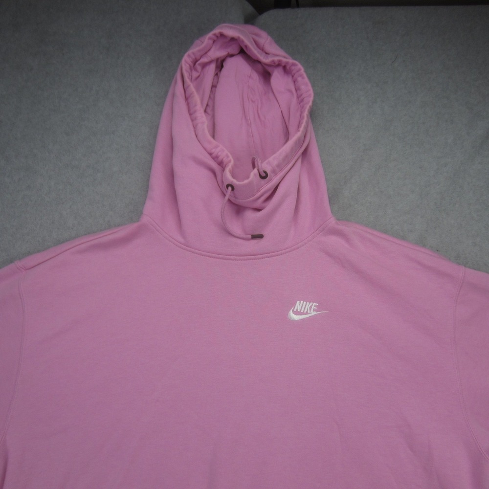 Nike Hoodie Womens‎ Medium Pink Funnel Neck Hoodie Swoosh Oversized Sweatshirt - Picture 2 of 14